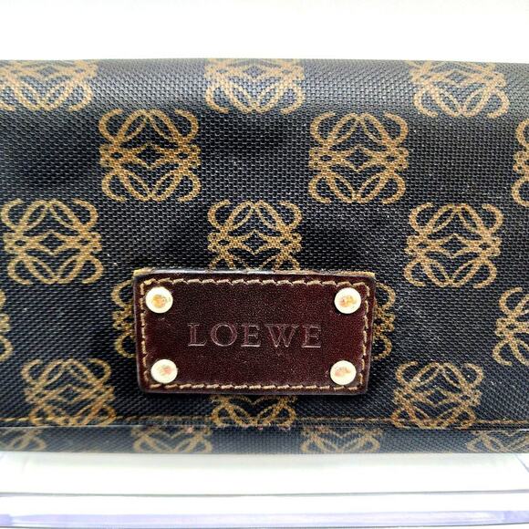 LOEWE Vintage Anagram Printed PVC Leather Long Wallet LOGO Purse - Picture 3 of 13